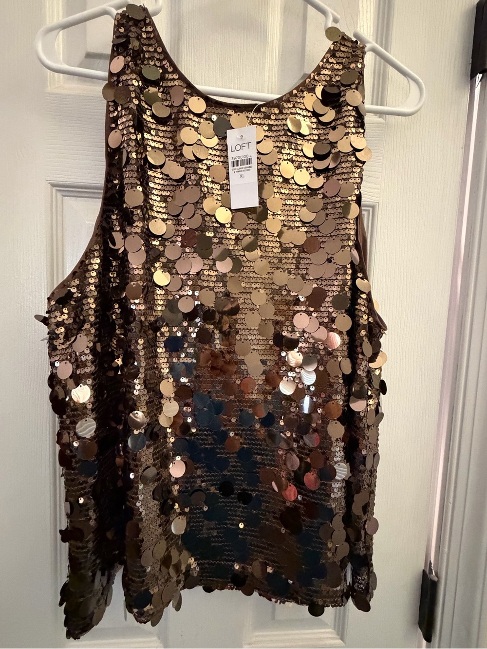 LOFT Women's Gold Sequin Camisole Tank